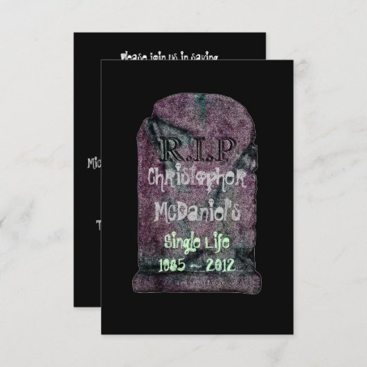 "R.I.P Single Life"- Bachelor Party Einladung (Vorne/Hinten)