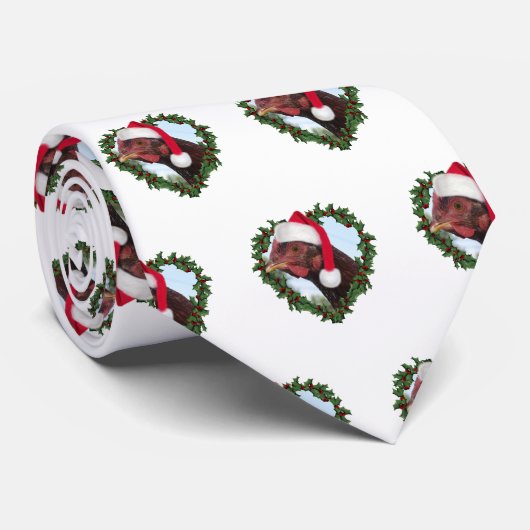 R.I. Red Chicken in Herzkranz Weihnachten Krawatte (Gerollt)