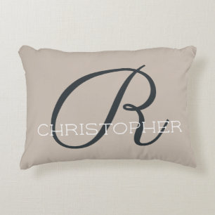 R Initiale Neutrales Taupe-Beige Personalisiert Mo Dekokissen