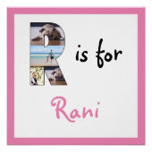 R is for Name Pink Foto Poster (Vorderseite)