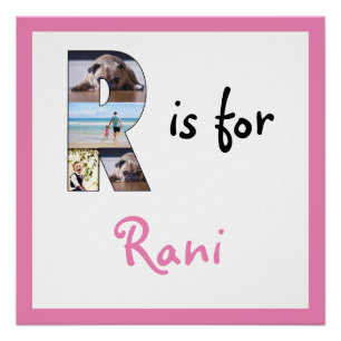R is for Name Pink Foto Poster