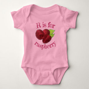 R IS for Raspberry Raspberries Berry Fruit Berries Baby Strampler