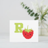 R ist für Himbeere Postkarte (Stehend Vorderseite)