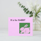 "R" ist für Rabbit Alphabet Flashcard Postkarte (Stehend Vorderseite)