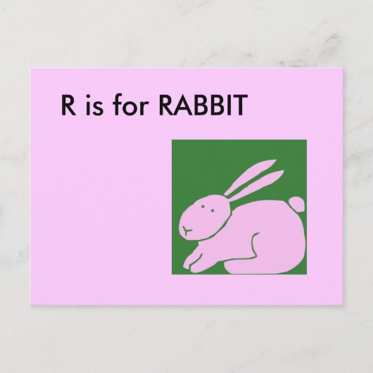 "R" ist für Rabbit Alphabet Flashcard Postkarte (Vorderseite)