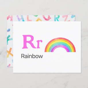 R ist für Rainbow - Alphabet Flash Card Postkarte