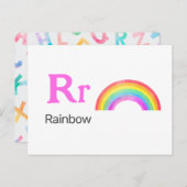 R ist für Rainbow - Alphabet Flash Card Postkarte (Vorne/Hinten)