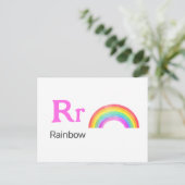 R ist für Rainbow - Alphabet Flash Card Postkarte (Stehend Vorderseite)