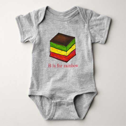 R ist für Rainbow Italian Seven Layer Cookie ABCs Baby Strampler (Vorderseite)