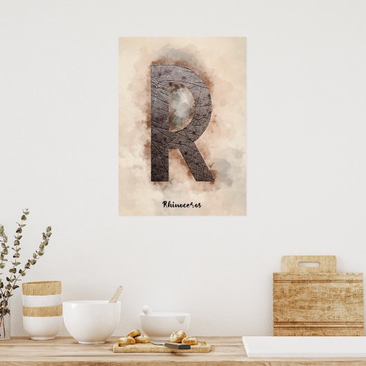 R ist für Rhinoceros Poster (Küche)