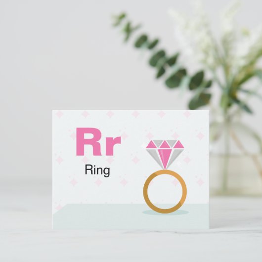 R ist für Ring - Alphabet Flash Card Postkarte (Stehend Vorderseite)