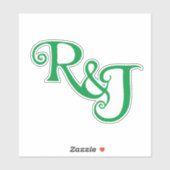 R&J Monogram Hochzeit Aufkleber (Blatt)