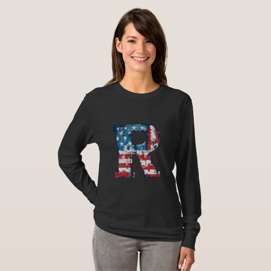 R Letter Initial Monogram Alphabet Patriotic Ameri T-Shirt (Vorne ganz)