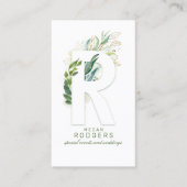 R Letter Monogram Gold Greenerity Blätter Elegant Visitenkarte (Vorderseite)