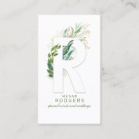 R Letter Monogram Gold Greenerity Blätter Elegant