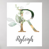 R Letter Monogram Greenerity Kinderzimmer Name Wal Poster (Vorne)
