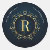 R - Letter Monogram Round Aufkleber (Vorderseite)