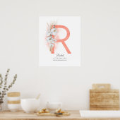 R Letter Monogram White Orchias and Pampas Grass Poster (Küche)