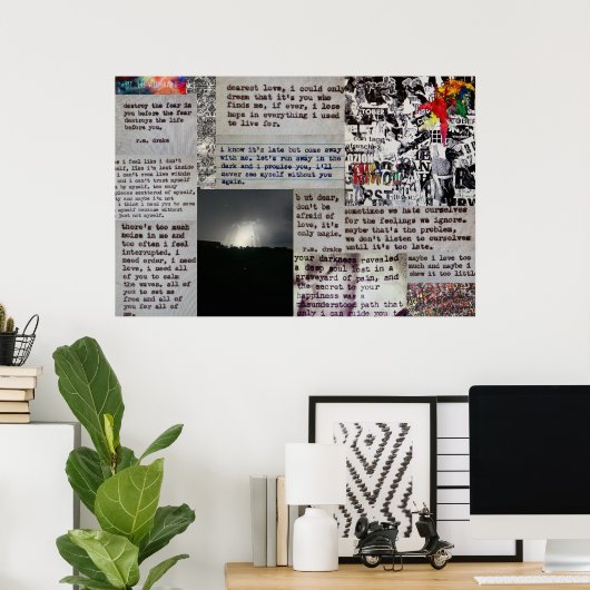 r.m. drake quotes and artwork on a poster (Heimbüro)