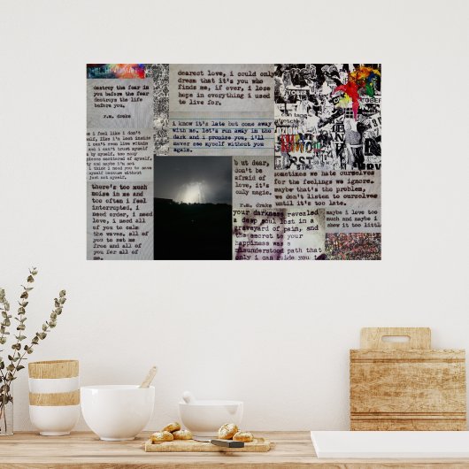 r.m. drake quotes and artwork on a poster (Küche)