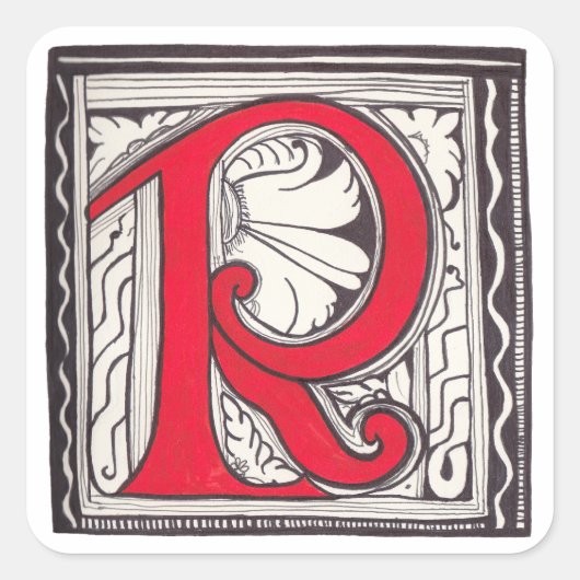 R - MINIATURE QUADRATISCHER AUFKLEBER (Vorderseite)
