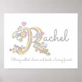R monogram art Rachel girls name & meinst poster (Vorne)