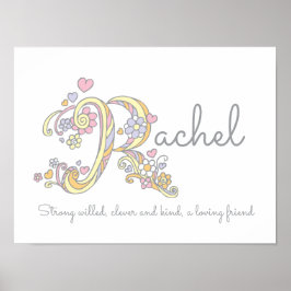R monogram art Rachel girls name & meinst poster