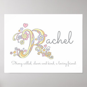 R monogram art Rachel girls name & meinst poster