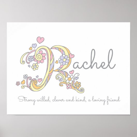 R monogram art Rachel girls name & meinst poster (Vorne)