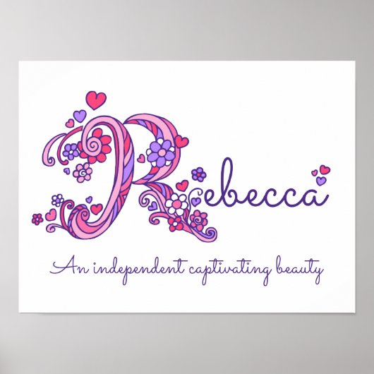 R monogram art Rebecca Girls name meint Plakat (Vorne)