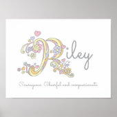 R monogram art Riley girls name & meinst poster (Vorne)