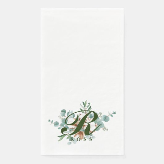 R Monogram Botanical Floral Guest Handtücher Serviette (Vorderseite)