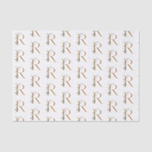 R Monogram Floral Wrapping Paper Seidenpapier (Vorderseite)