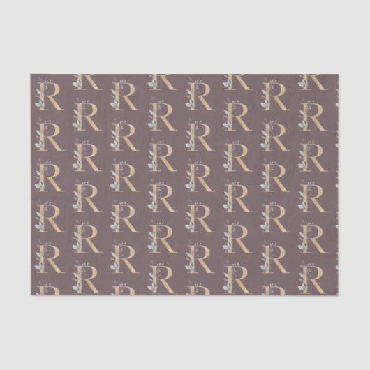 R Monogram Floral Wrapping Paper Seidenpapier (Vorderseite)