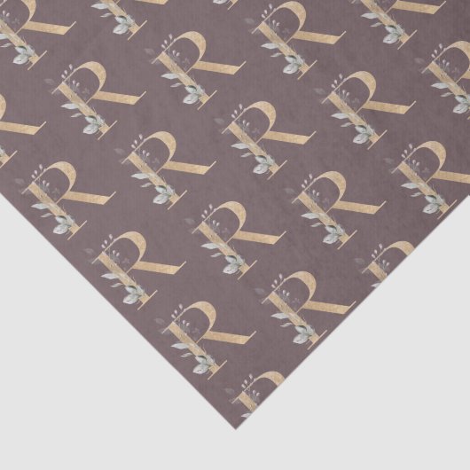 R Monogram Floral Wrapping Paper Seidenpapier (Ausschnitt)