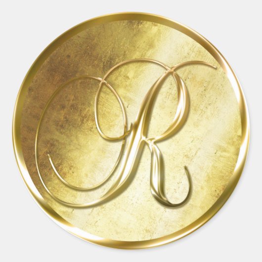 R Monogram Imitate Gold Umschlag Aufkleber Sticker (Vorderseite)