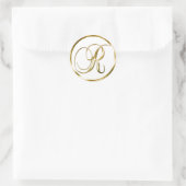 R Monogram Imitate Gold Umschlag oder Günstige Sie Runder Aufkleber (Tasche)