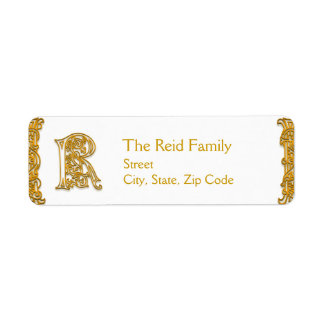 R Monogram "Irish Gold" Designadresse Labels