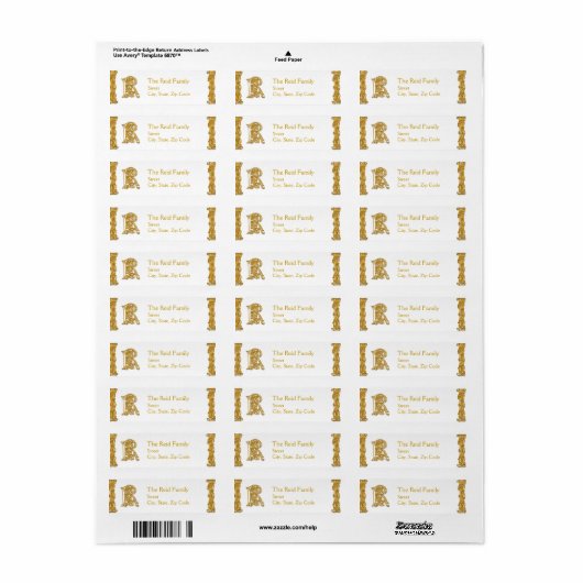 R Monogram "Irish Gold" Designadresse Labels (Vorne)