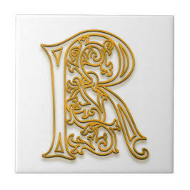 R Monogram "Irish Gold" Keramik Tile Fliese