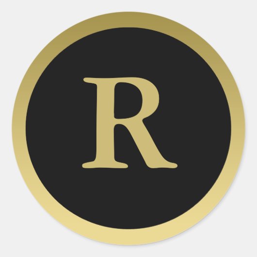 R: Monogram R Elegant Gold und Black Stickers (Vorderseite)