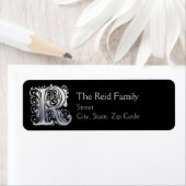 R Monogram "Silver Lace" Design Address Lables (Insitu)