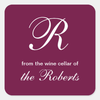 R Monogramm aus dem Weinkeller von Square Labels Quadratischer Aufkleber