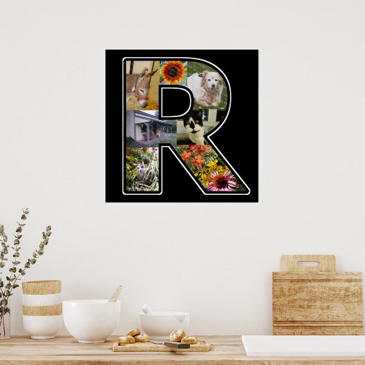 R Monogramm Erstellen Sie Ihre eigene 8-Collage Sc Poster (Küche)