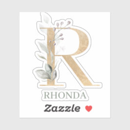 R Monogramm Floral Personalisiert Aufkleber