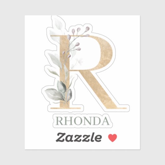 R Monogramm Floral Personalisiert Aufkleber (Blatt)