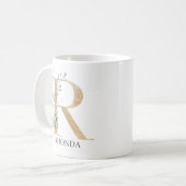 R Monogramm Floral Personalisiert Kaffeetasse (Vorderseite Links)