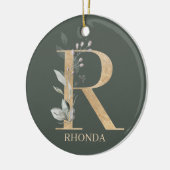 R Monogramm Floral Personalisiert Keramik Ornament (Links)