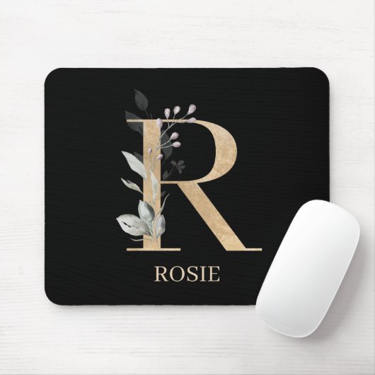 R Monogramm Floral Personalisiert Mousepad (Mit Mouse)
