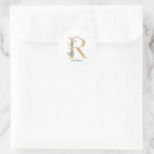 R Monogramm Floral Personalisiert Runder Aufkleber (Tasche)